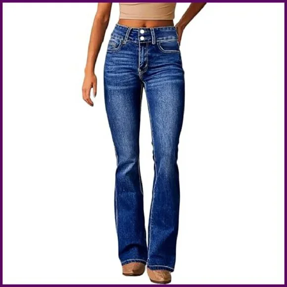 High Waisted Flare Jeans Retro Stretch Bootcut Denim Pants